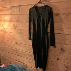 Low Cut Slim Fitting Black Dress